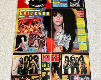 Kiss 1983 Eric Carr Story Clips Poster svedese Rivista musicale OKEJ Anni '80 Vintage Raro