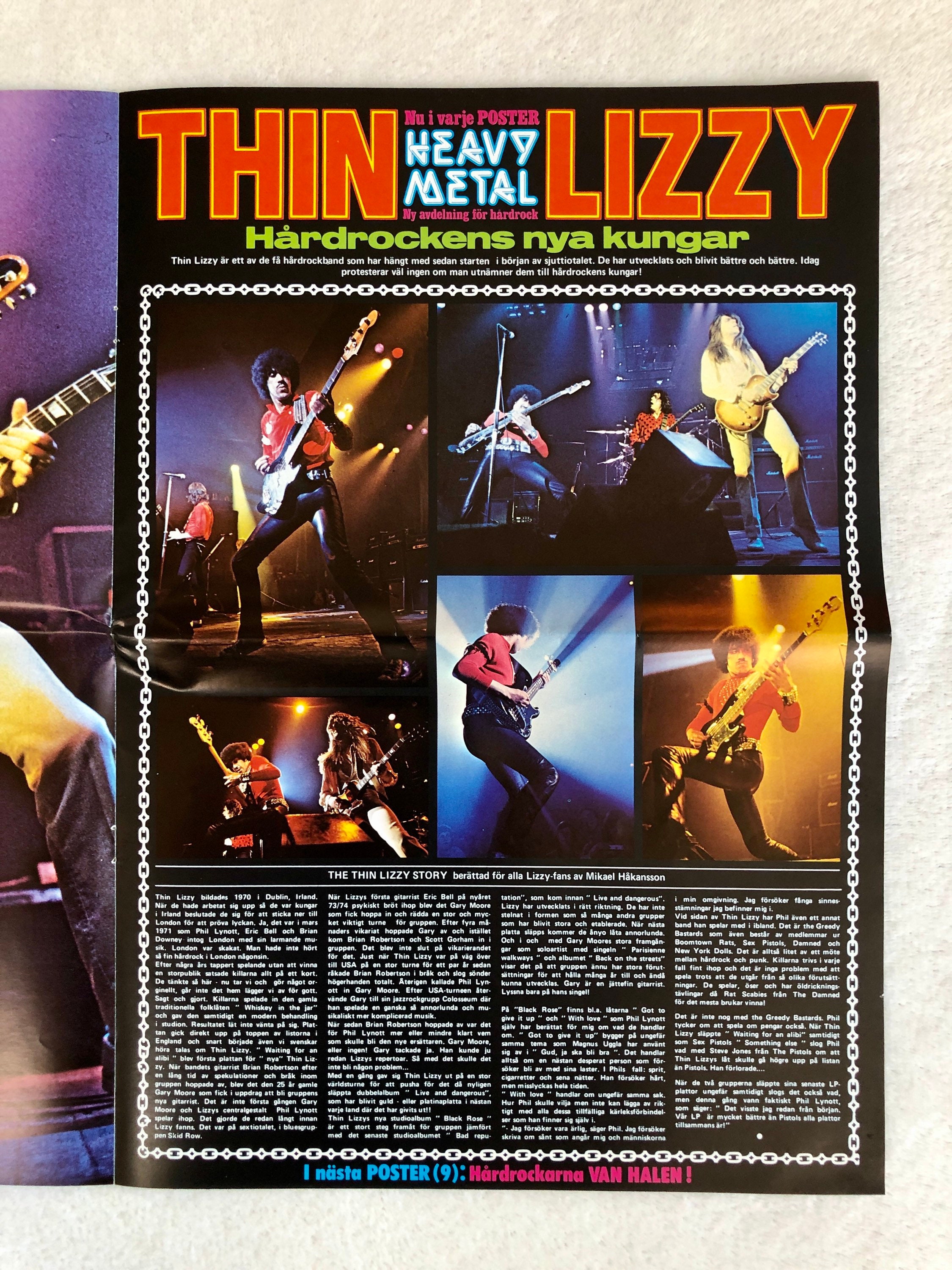 Thin Lizzy Poster 1979 Phil Lynott Swedish Poster Magazine 1970s