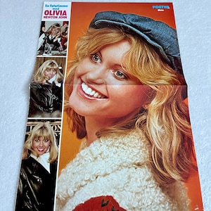 Olivia Newton John Poster 1979 ONJ Grease Swedish Poster Music Magazine 1970s Vintage Rare image 1