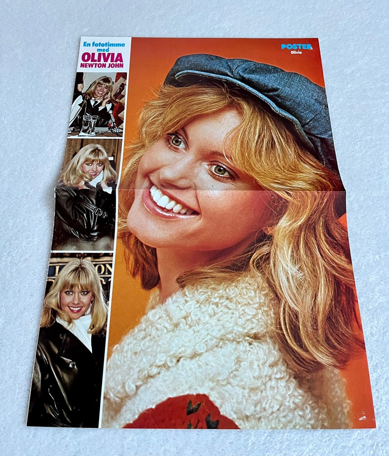 Olivia Newton John Poster 1979 ONJ Grease Swedish Poster Music Magazine 1970s Vintage Rare image 1