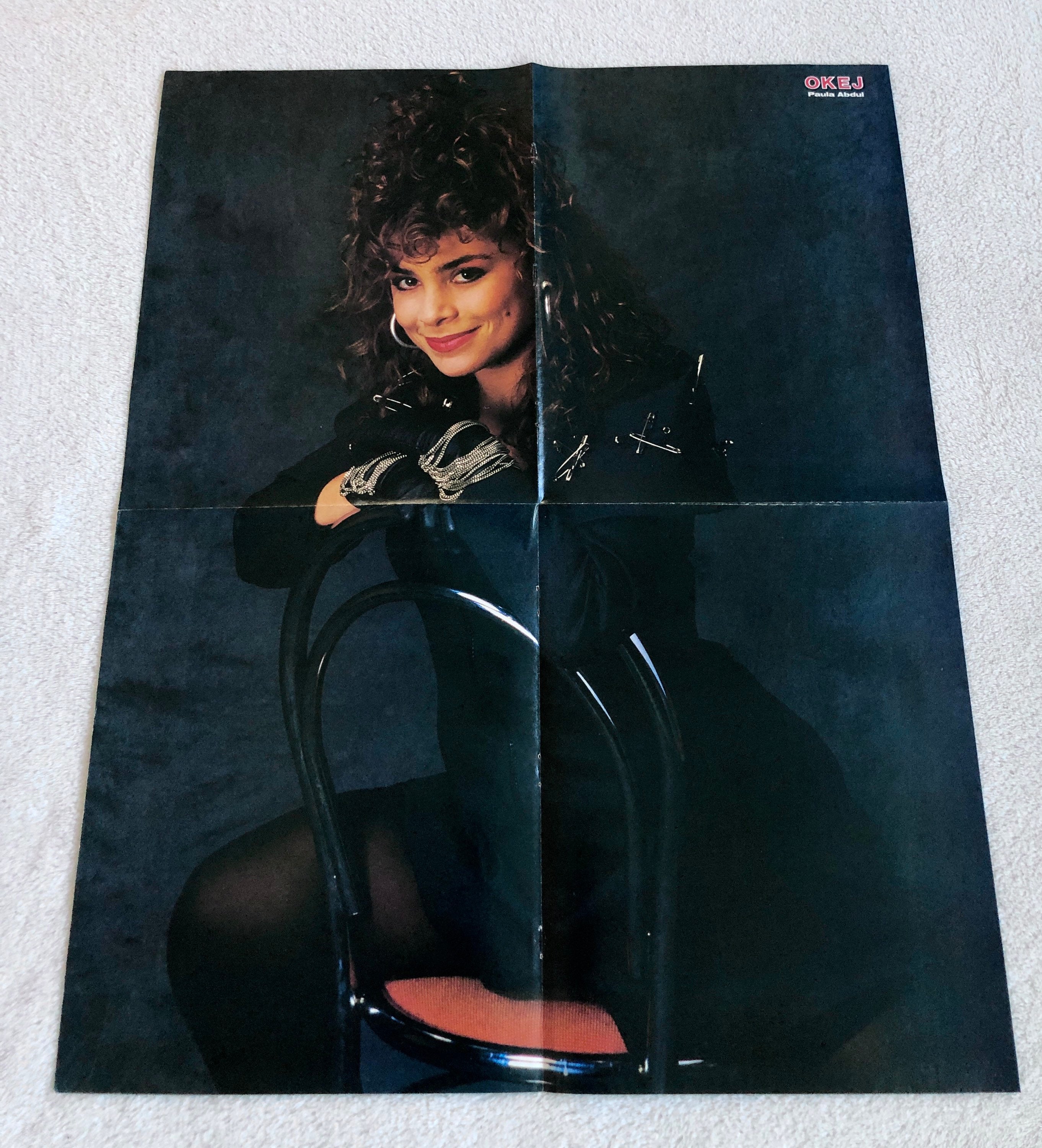Paula Abdul 1989 Swedish Poster Music Magazine OKEJ 1980s Vintage