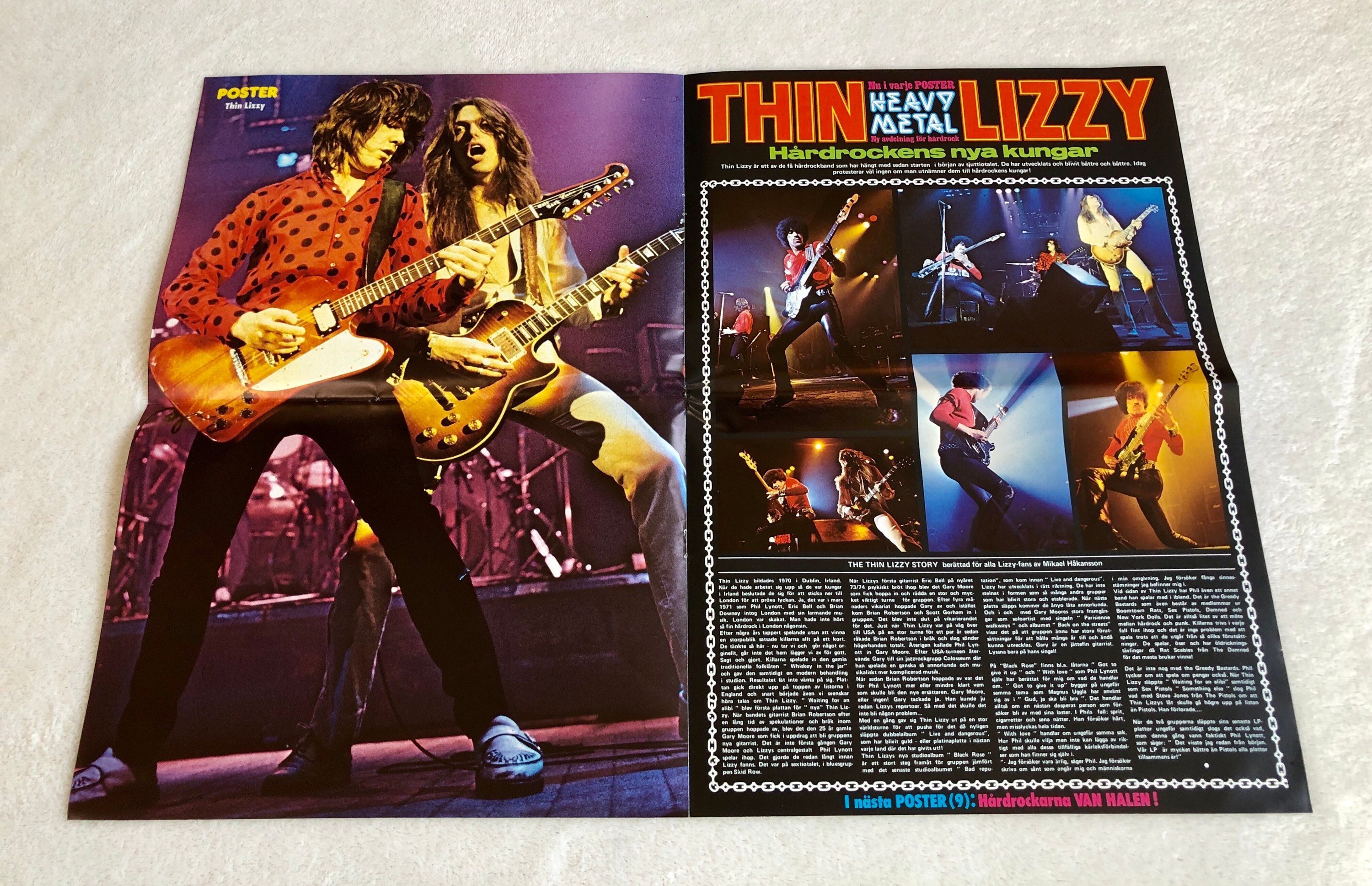 Thin Lizzy Poster 1979 Phil Lynott Swedish Poster Magazine 1970s