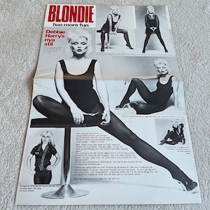 Blondie Poster 1979 Debbie Harry Swedish Poster Music Magazine 1970s Vintage Rare