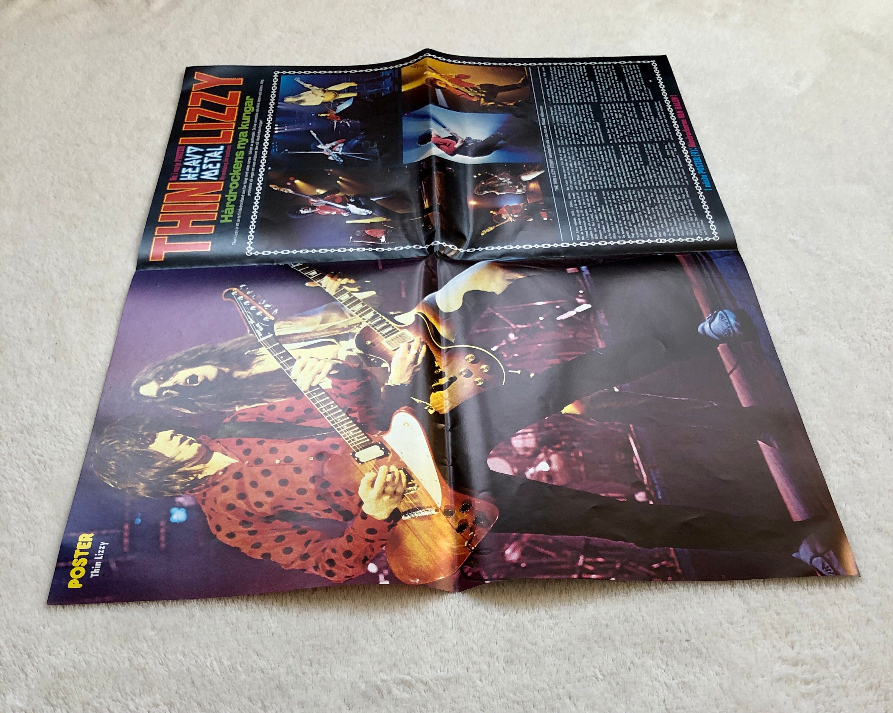 Thin Lizzy Poster 1979 Phil Lynott Swedish Poster Magazine 1970s 