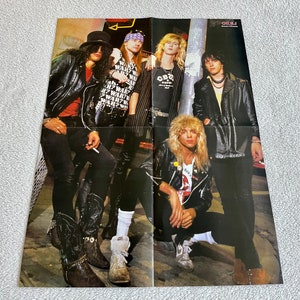 Póster sueco de Guns N Roses 1989 GNR Revista musical OKEJ Década de 1980 Axl Rose Duff McKagan Slash Izzy Stradlin Steven Adler Vintage Raro