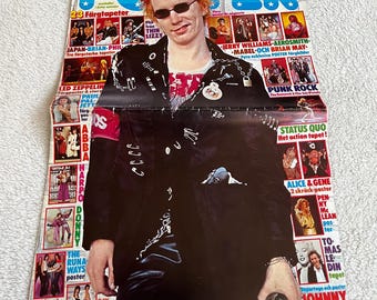 Johnny Rotten Sex Pistols Poster di copertina 1977 Poster punk svedese Rivista musicale anni '70 Vintage Raro