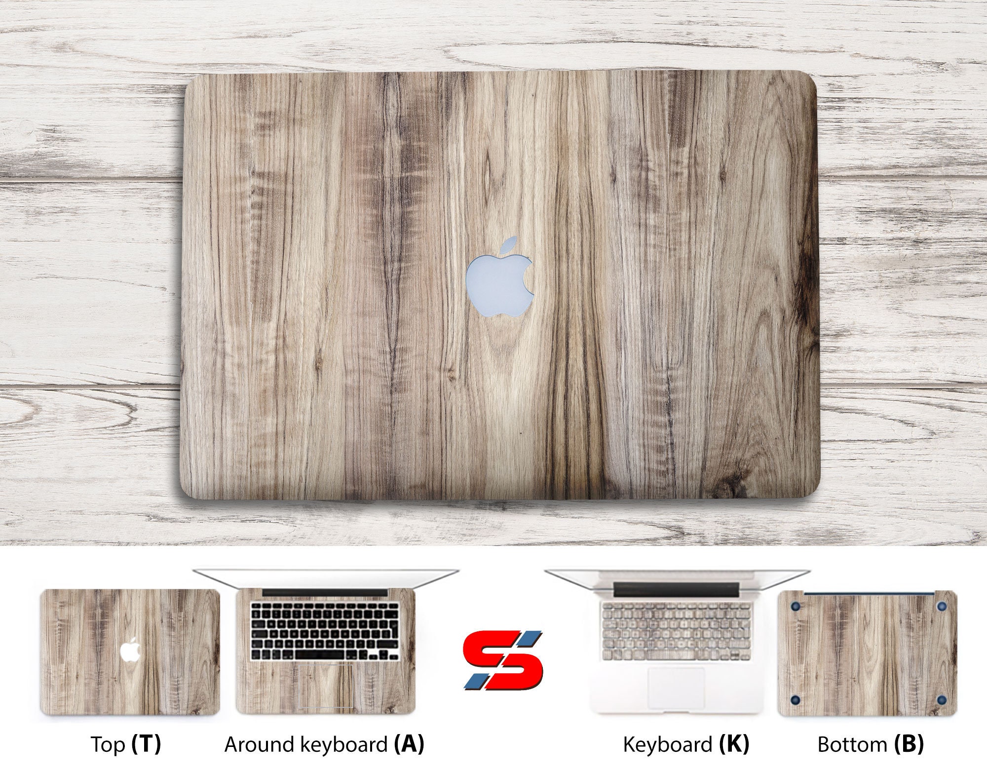Rustic wood texture vinyl for Macbook wood macbook skin Etsy