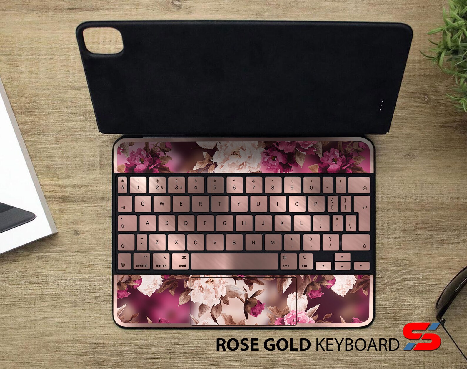 Pink flowers pattern iPad magic keyboard skin pink flowers Etsy