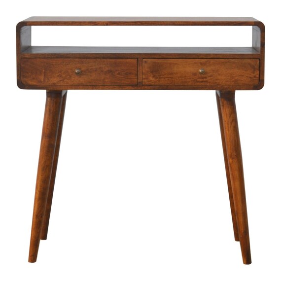 Modern Console Table With Drawers Solid Wood Brown Hallway Etsy