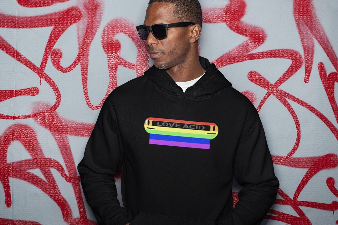 Mens Rave Outfit, SMILE PRIDE HOODIE Sweatshirt, Love Acid Colorful ...