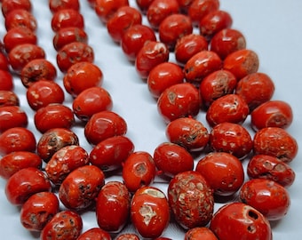 Rondelle Beads Italian Red Coral Gemstone Loose Beads: 16 Inch Strand For Jewelry