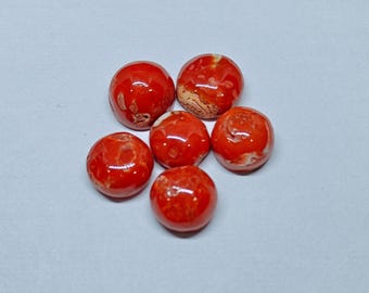 40 CT Italian Red Coral Cabochon: Half Round Shape Loose Gemstone for Jewelry Making