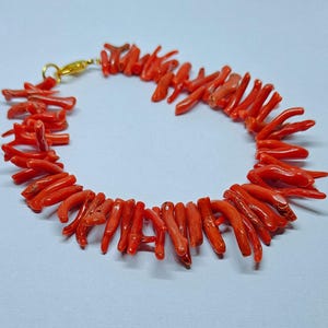 Red Coral Branch Bracelet: Italian Sea Coral, Handmade Brass Jewelry