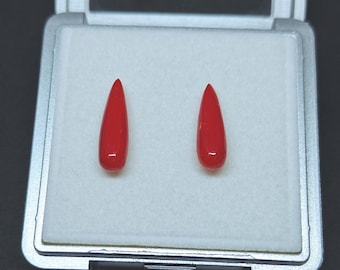 Cabujones de coral rojo italiano en forma de lágrima, piedras preciosas sueltas para la fabricación de joyas: 7 quilates.
