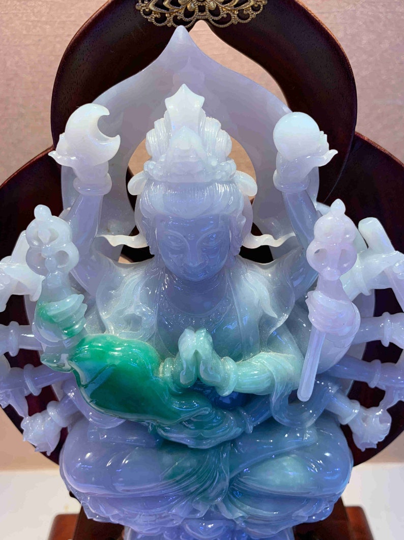Natural Jadeite Jade Handcarved Kwanyin Statues Figurines Etsy