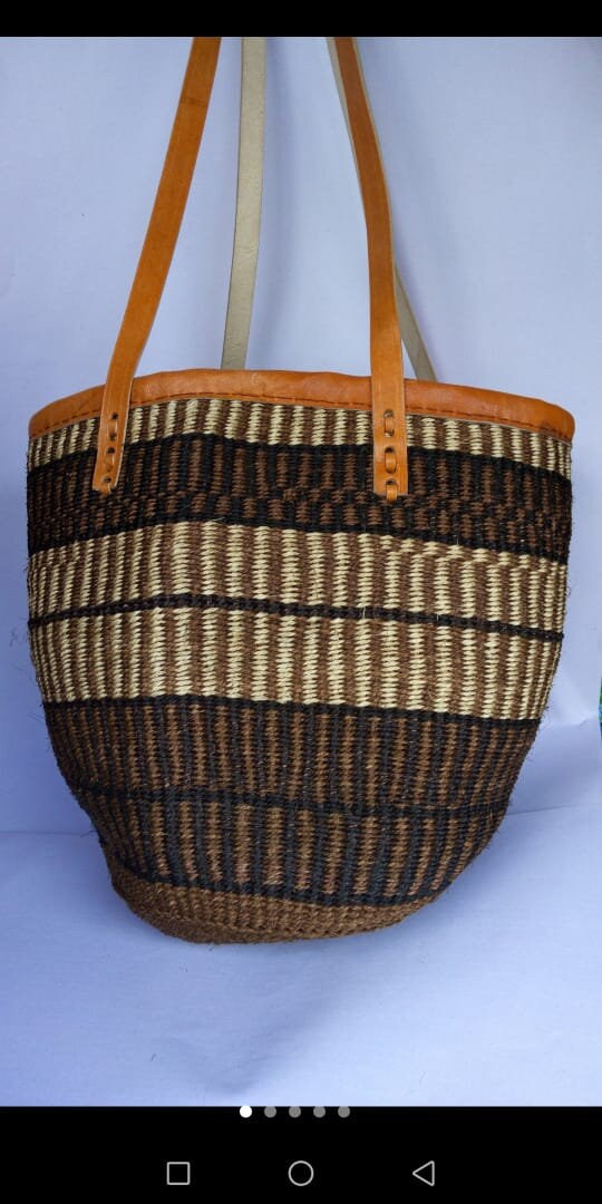 Woven Basket Shopping Bag Beach Bag Leather Bag Leather | Etsy