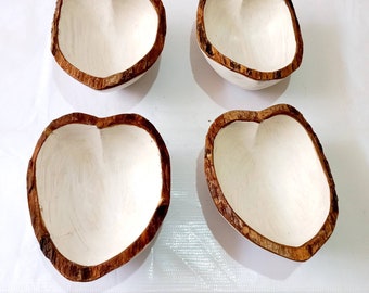 Set of Four-Heart Shaped Decorative Dough Candle bowls, Multiple  Wick Candle Bowls,  Rustic Candle  Bowls, Farmhouse Dough Bowl Candle