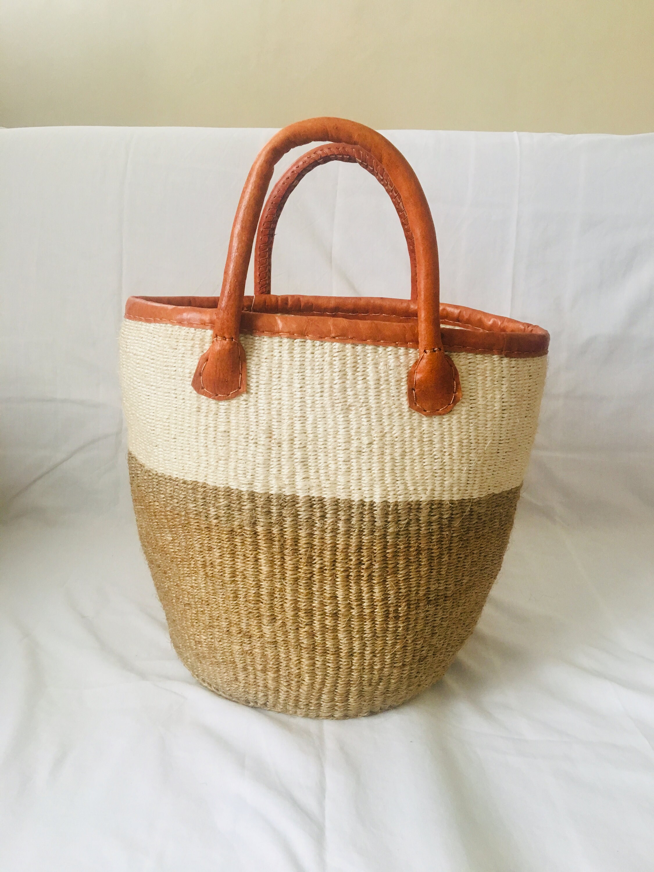 African Woven Basket Shopping Basket Mom Basket Leather Etsy UK