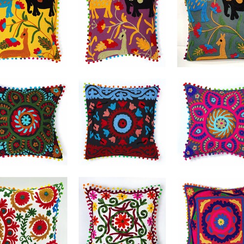 Mexican Pillow Cases / Embroidered Pillow Case / Colorful Etsy