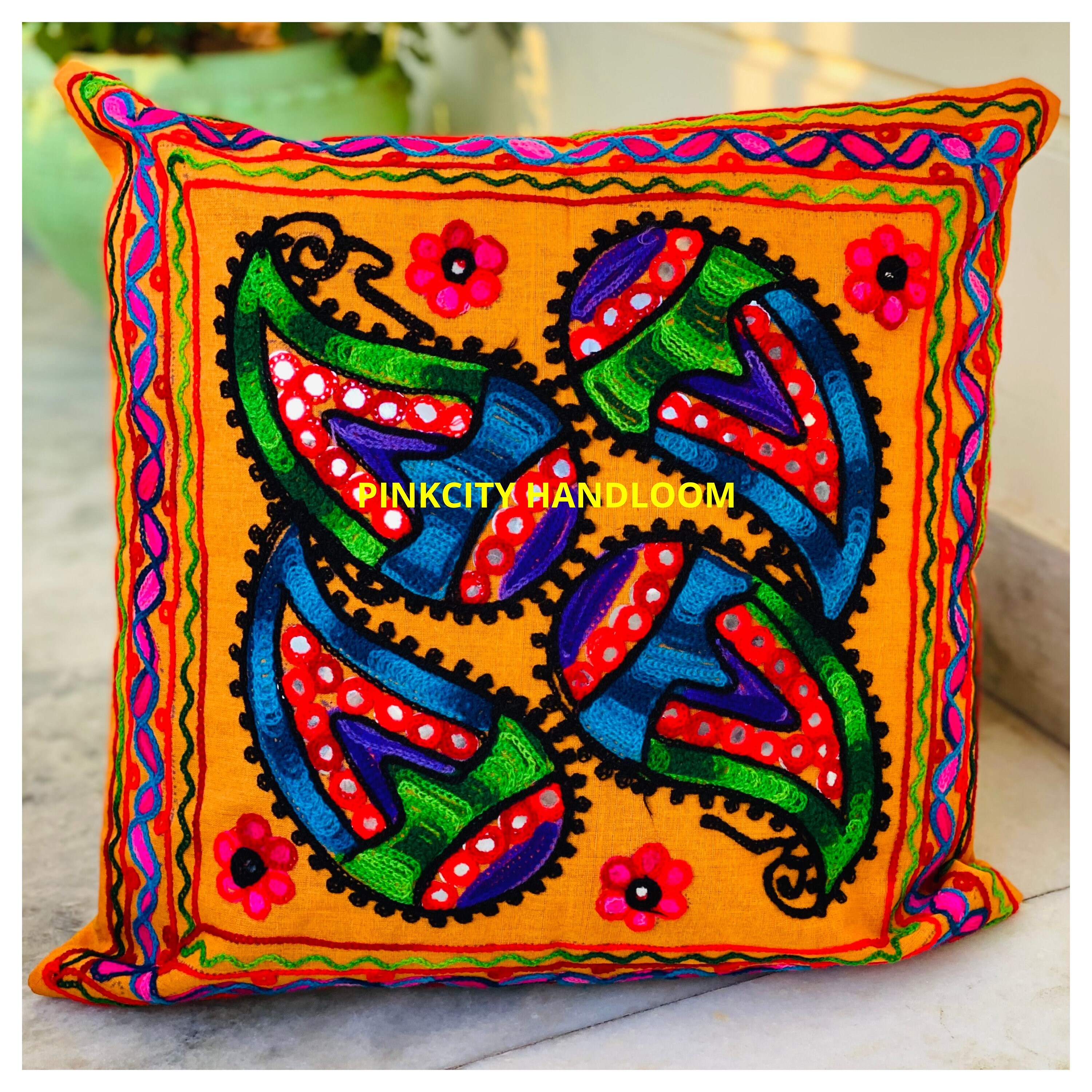 Colorful Cushion Cover. Colorful embroidered cushion cover. Etsy
