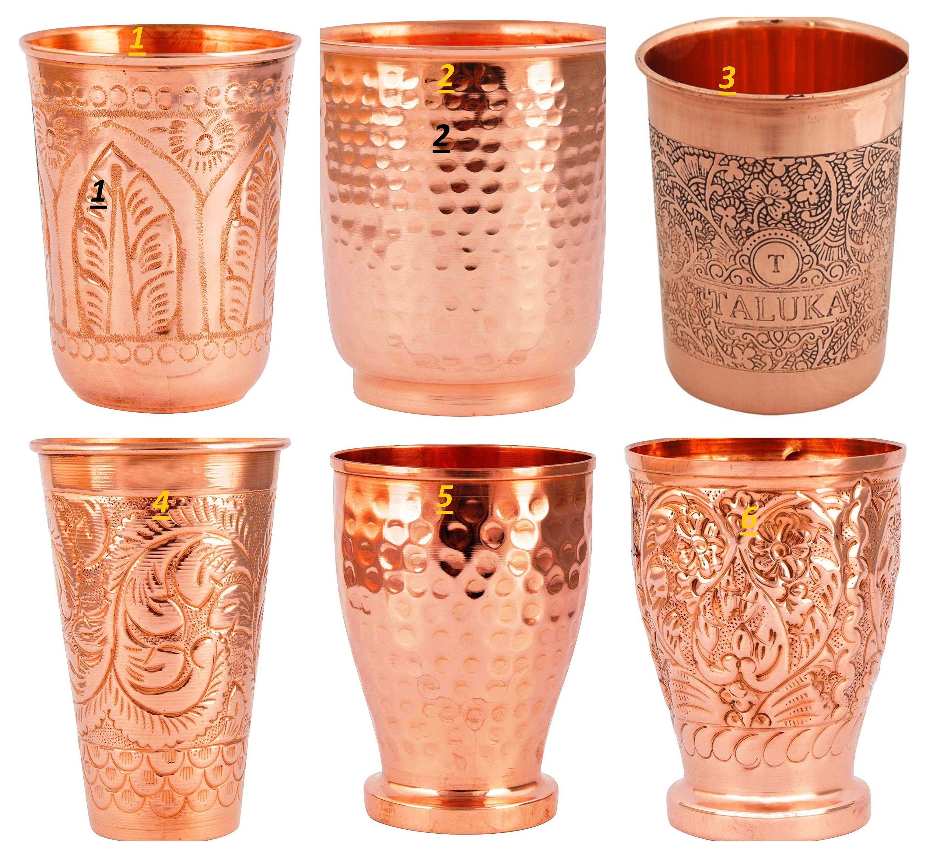 Handmade Ayurvedic 100% Copper Glass Cup Storage Drinking Water Yoga 300ml 