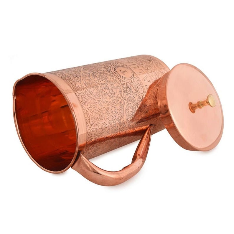 100 Pure Copper Handmade Etching Tumbler Jug Pitcher Ayurveda Etsy