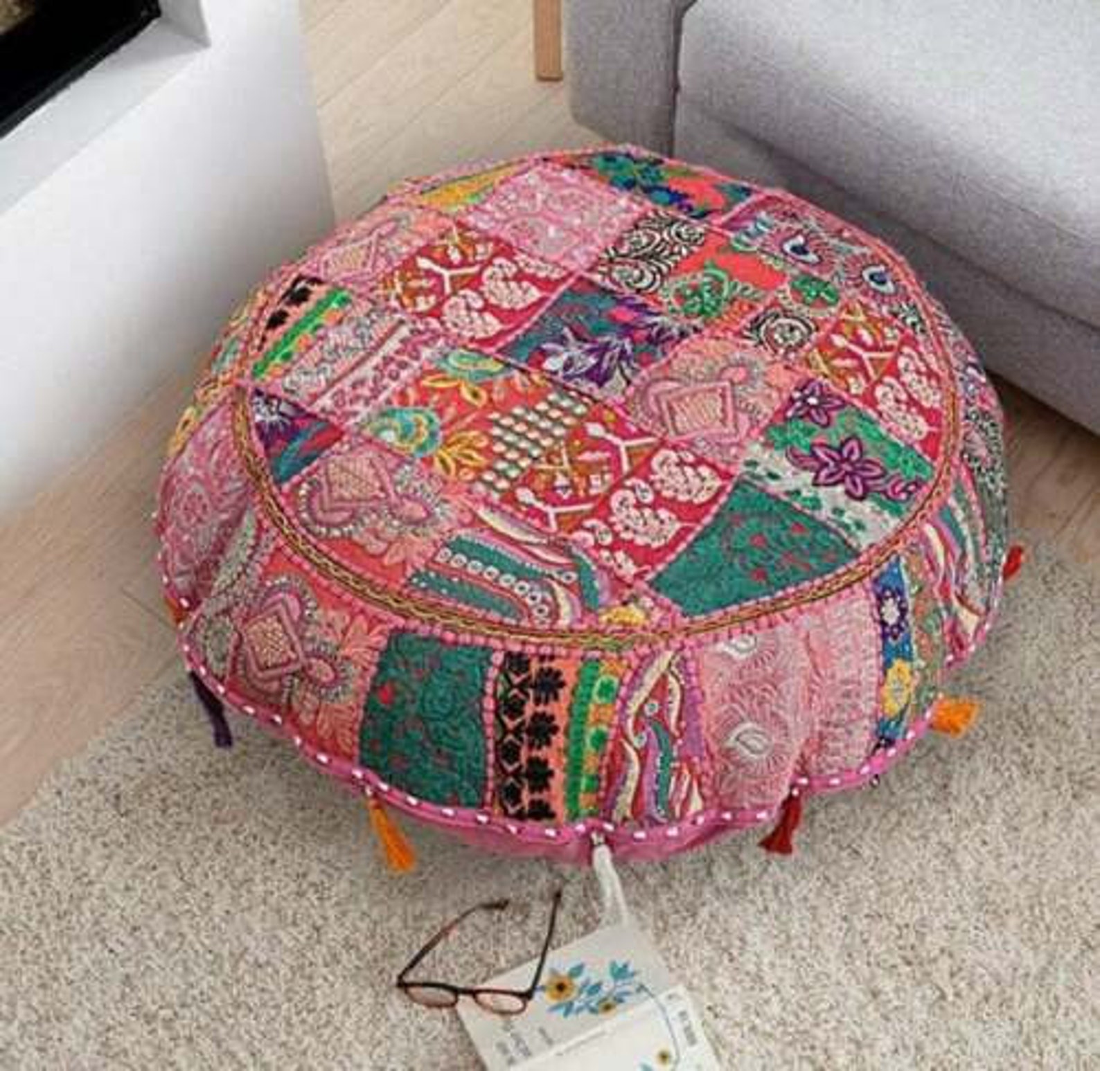 Round Meditation Pillow Boho Floor Cushions Not Filled Etsy Australia