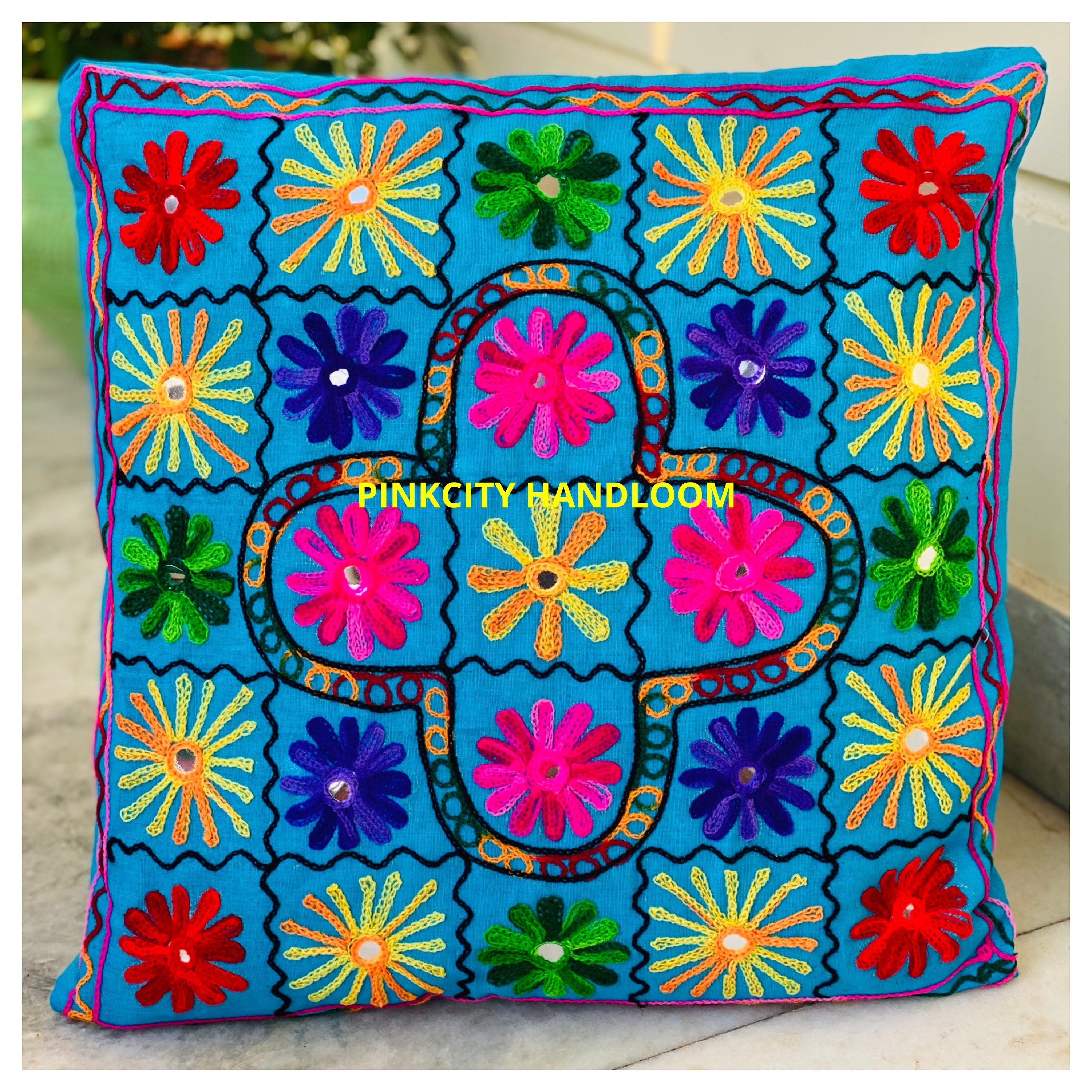 Colorful Cushion Cover. Colorful embroidered cushion cover. Etsy