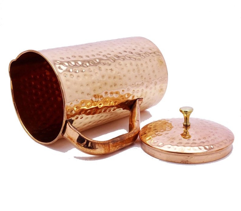 100 Pure Copper Handmade Hammered Flask Tumbler Jug Pitcher Etsy