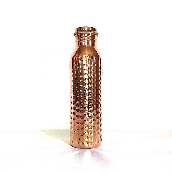 100% Pure Copper Hammered Bottle for Yoga & Ayurveda Health Benefits Leak Proof 