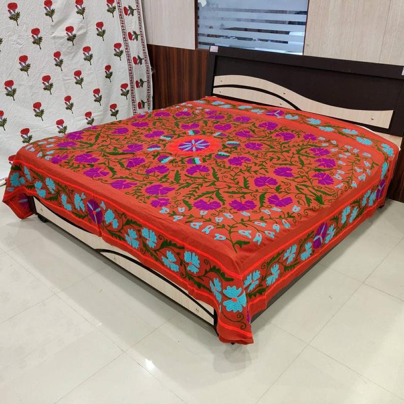 Indian Embroidered Suzani Bohemian Bedding Cover Bedding Etsy