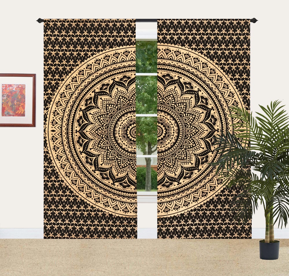 HIPPIE CURTAINS 100 Natural Cotton Window Curtains Drapes Etsy