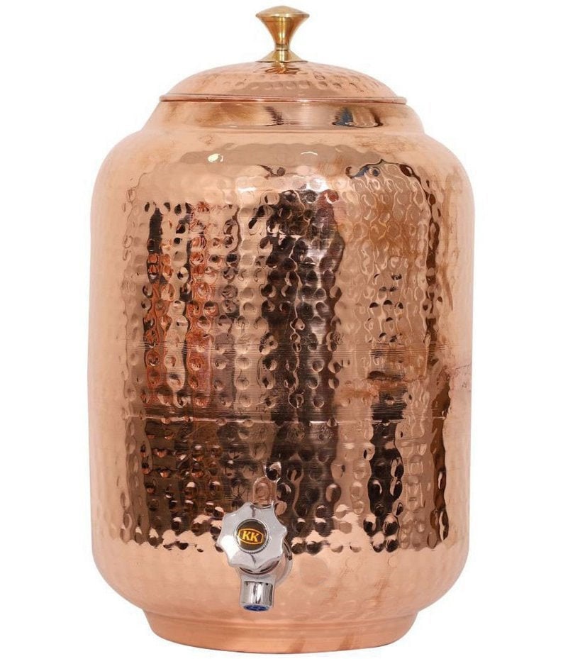 Indian Hammered Pure Copper Water Dispenser Pot 4 Liter Etsy
