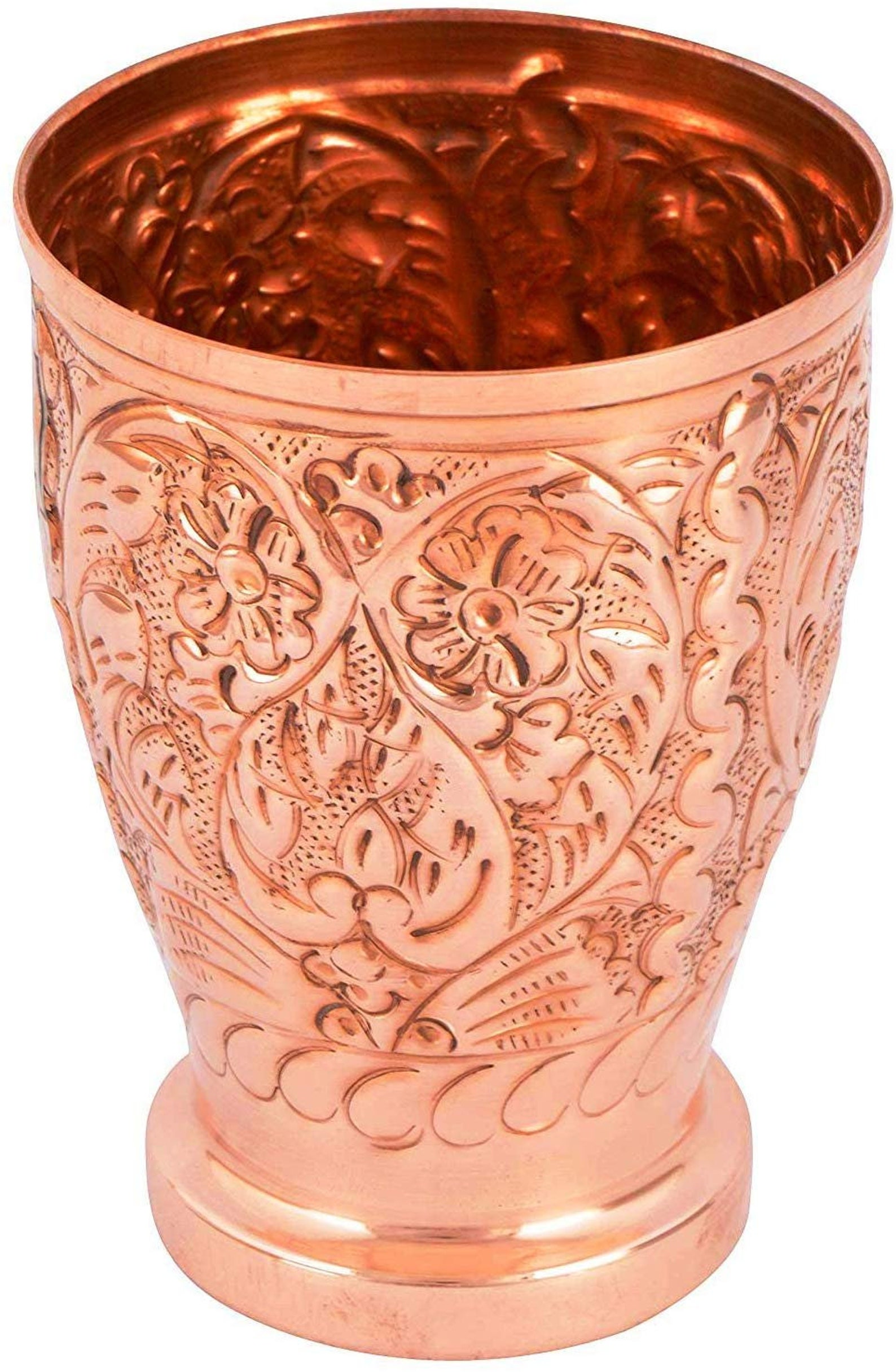 100 Pure Copper Cup 300ml Embroidered Copper Tumbler Glass Etsy