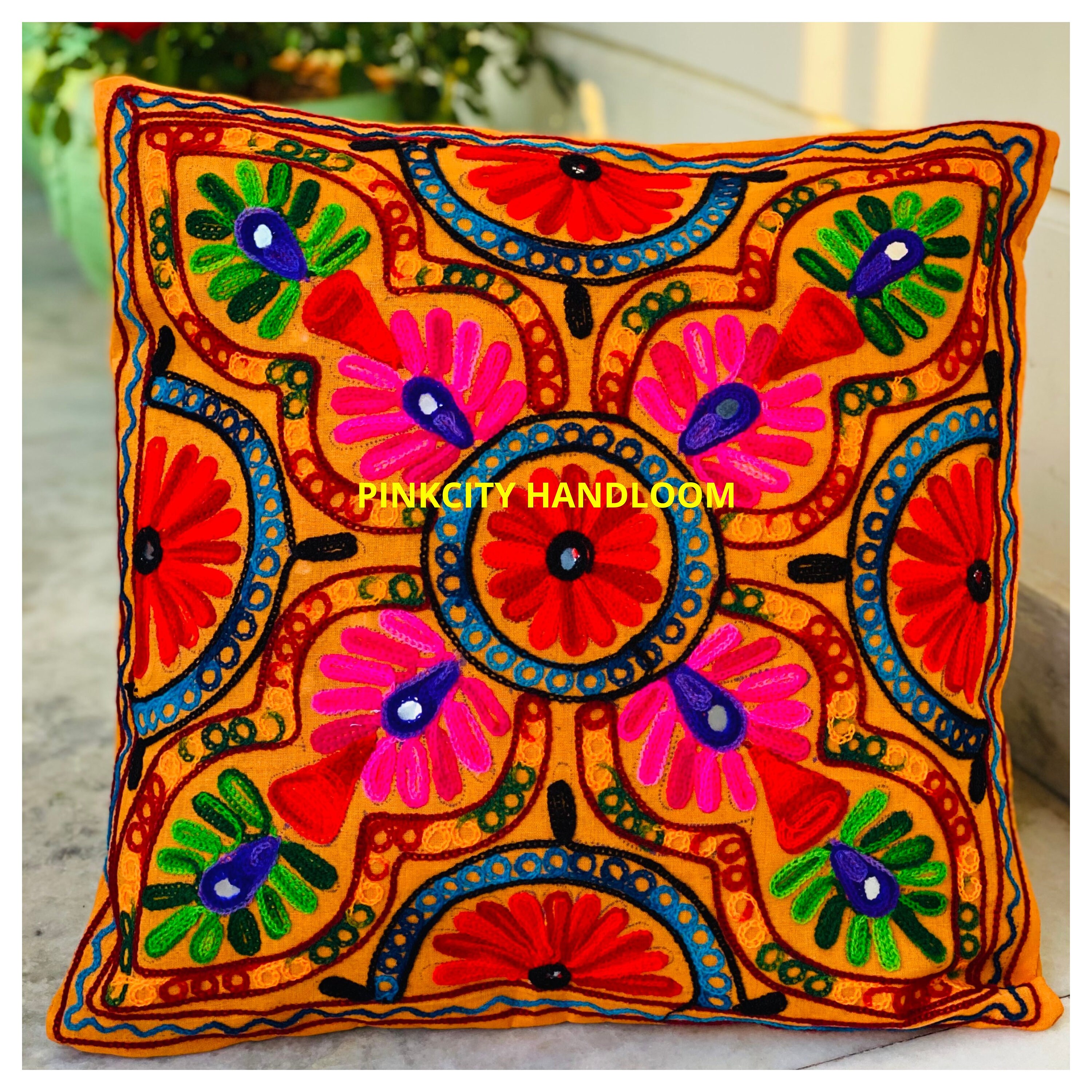 Colorful Cushion Cover. Colorful embroidered cushion cover. Etsy