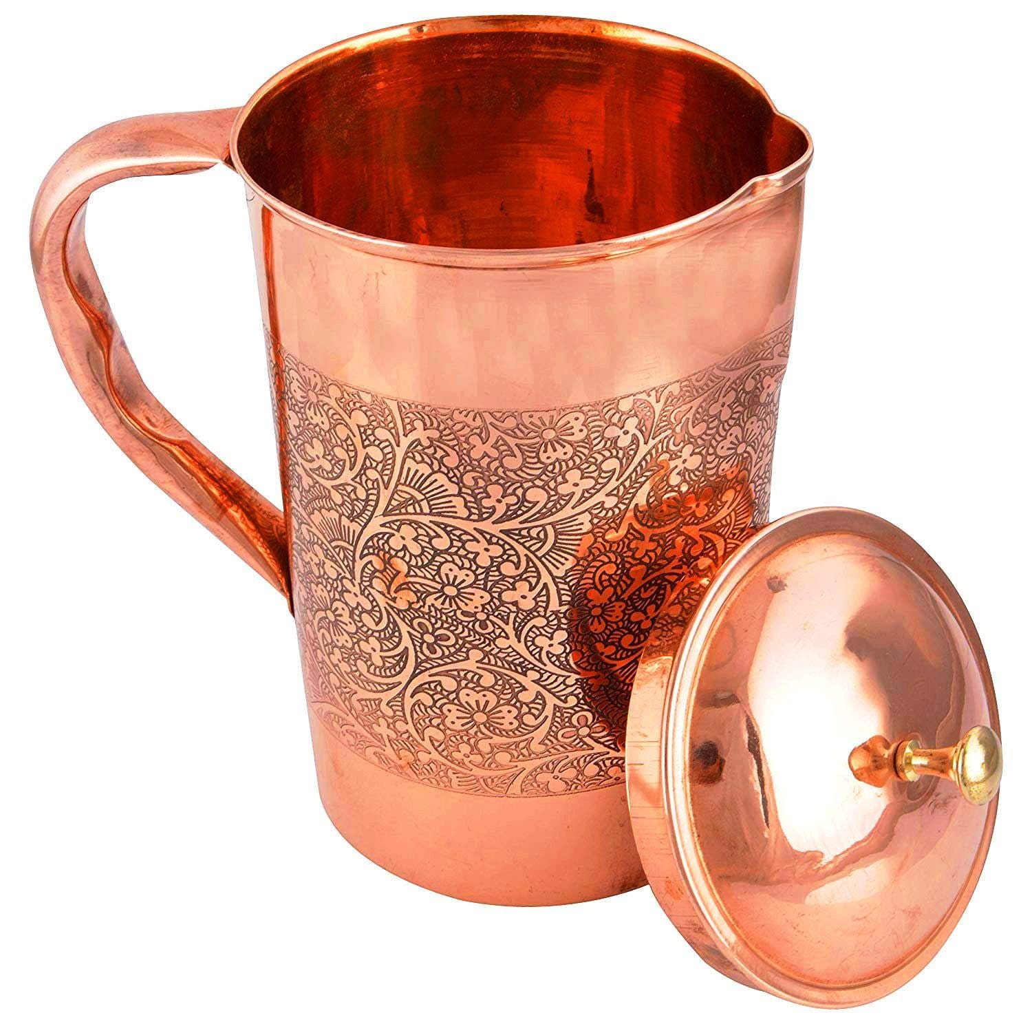 Pure Copper Water Pitcher Jug 1500 ml For Ayurveda Yoga Health Benefits 100% NEW