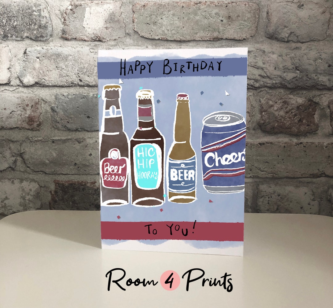 Beer Birthday-birthday Printable Card-birthday Cards for Him-modern ...