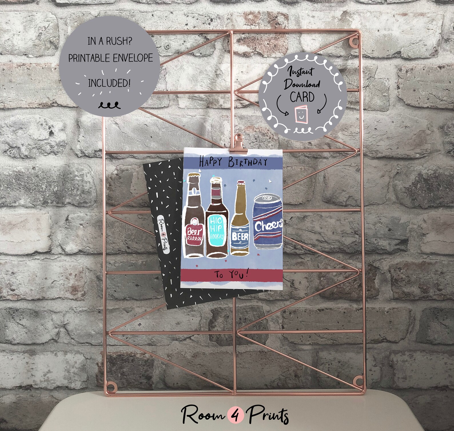 Beer Birthday-birthday Printable Card-birthday Cards for Him-modern ...