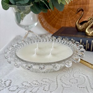 Soy wax candle in vintage bowl glass crystal