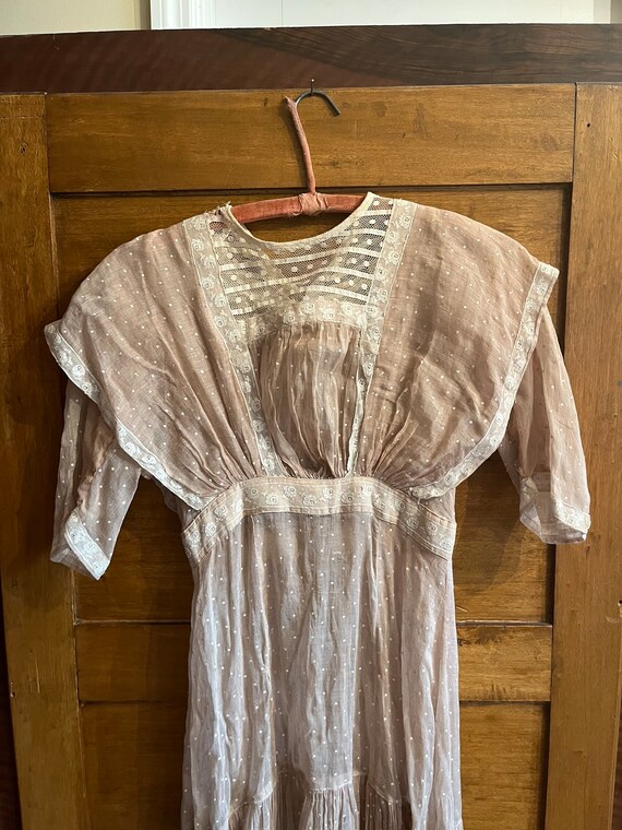 antique edwardian 1910s peach cotton sheer lawn d… - image 3