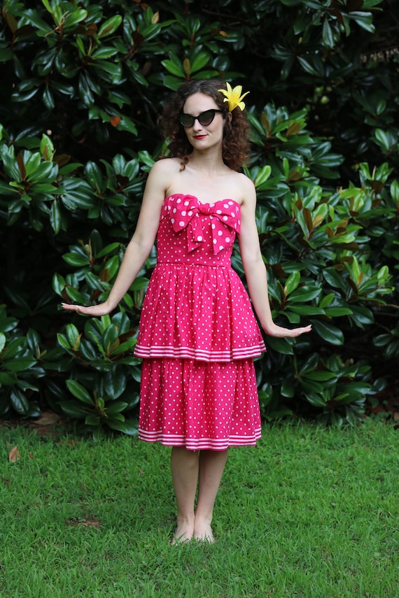 vintage 1950s pink polka dot dress - image 1