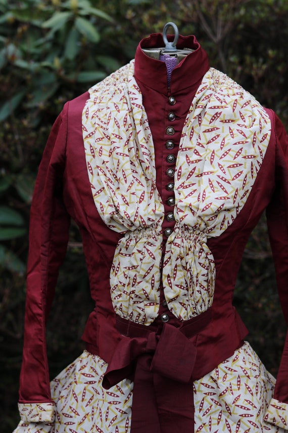 antique victorian 1880s silk dress / gown / bodic… - image 2