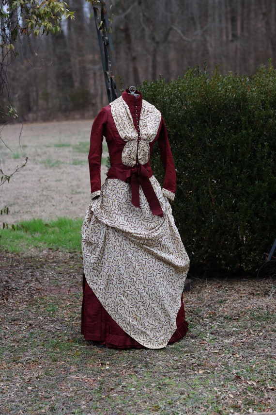 antique victorian 1880s silk dress / gown / bodic… - image 1