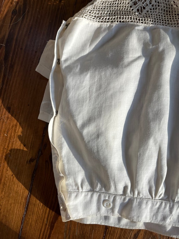 antique cotton and crotchet lace corset cover wit… - image 6