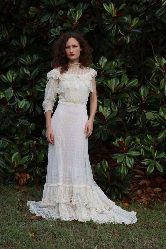 antique victorian / edwardian net lace sheer dress