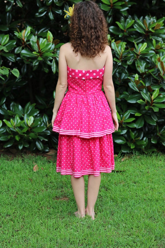 vintage 1950s pink polka dot dress - image 4