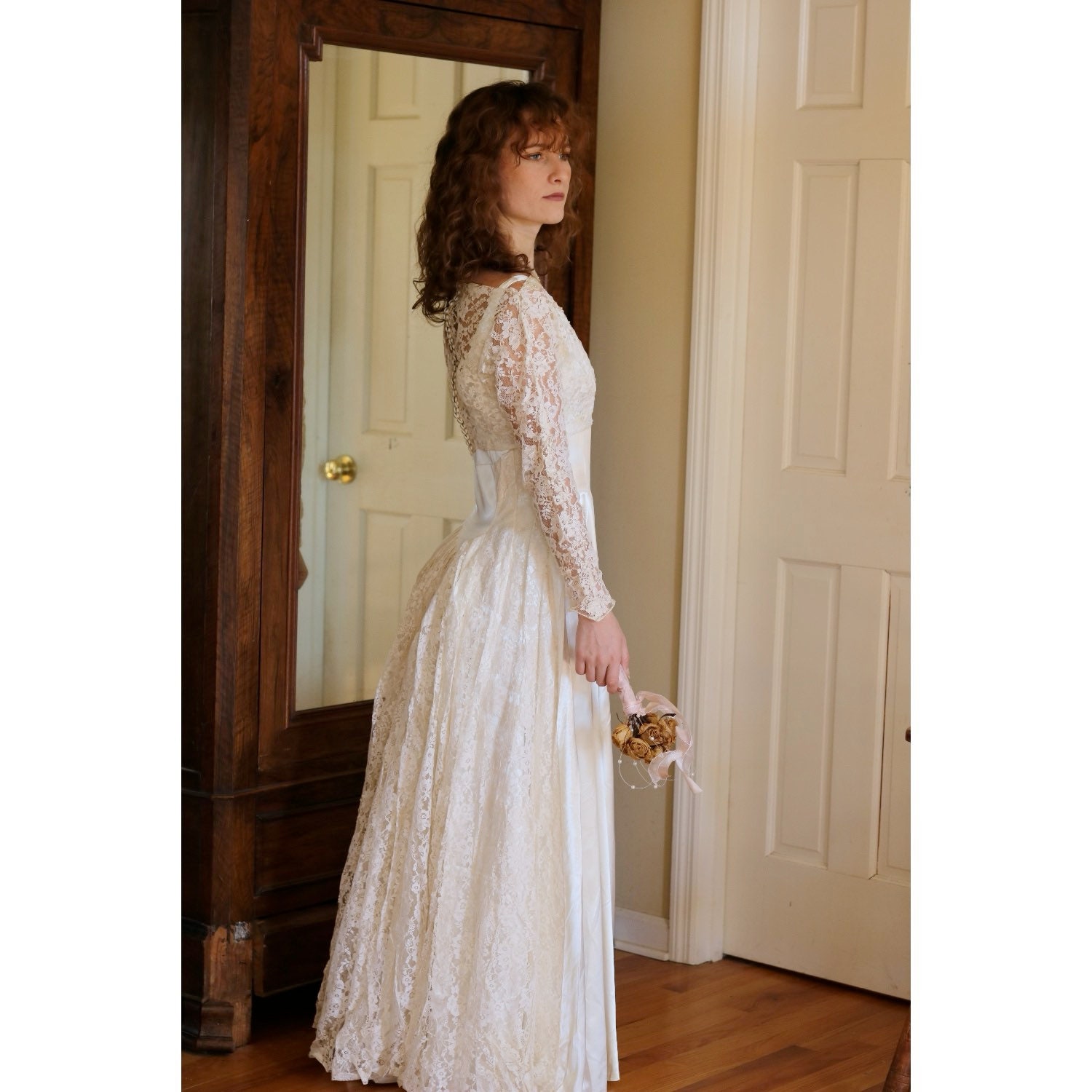 1940 Wedding Dress 1940s Wedding Dress Silk Vintage 1940s Duchesse Satin  Princess Cut