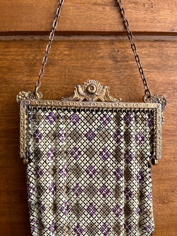 antique 1920s art deco mesh chain mail purse with… - image 8