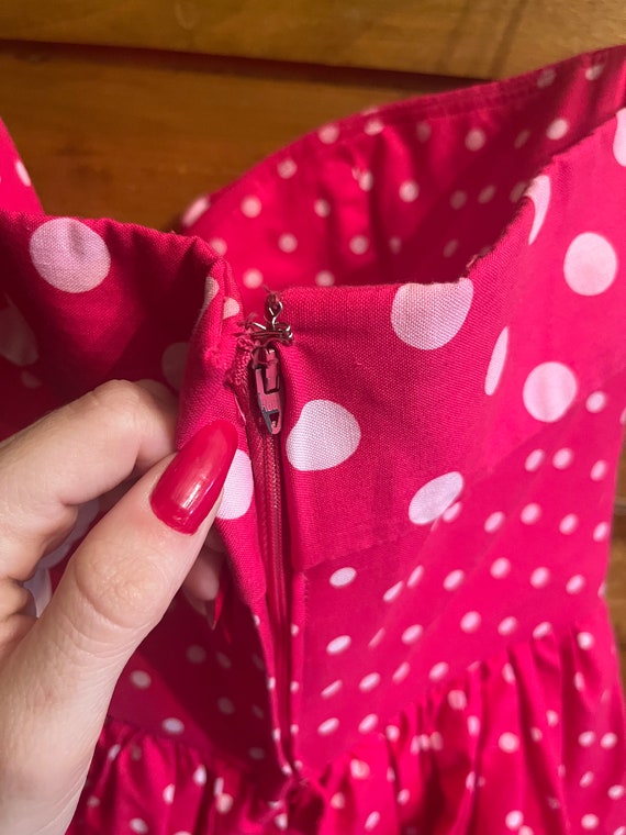 vintage 1950s pink polka dot dress - image 5