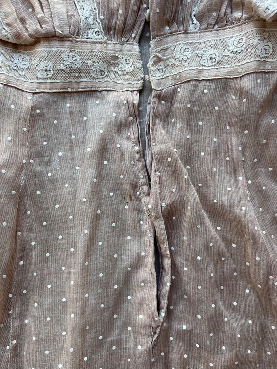 antique edwardian 1910s peach cotton sheer lawn d… - image 7
